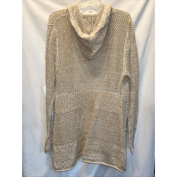 Natural Reflections Size Medium Fishnet Knit Cardigan Duster Oatmeal Boho Coast - Picture 10 of 12